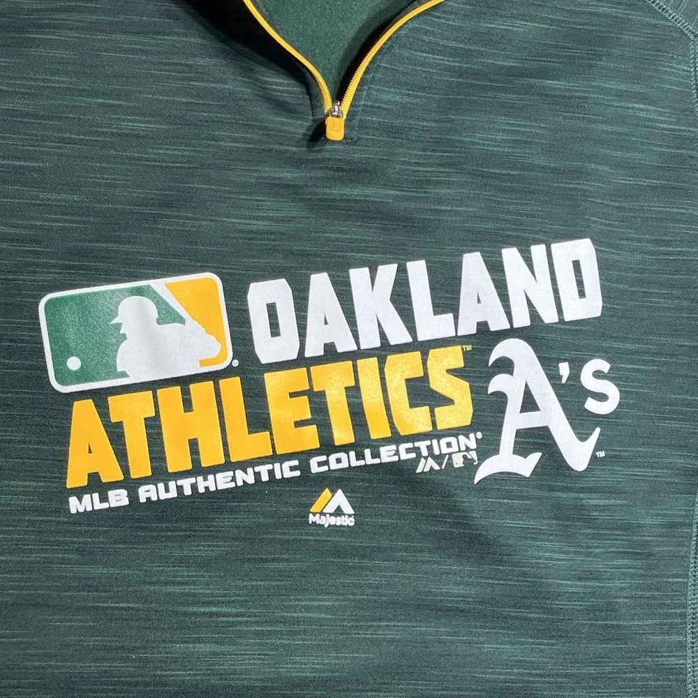 Majestic Oakland Athletics A's Large Authentic Collection Pullover Jacket Y2K